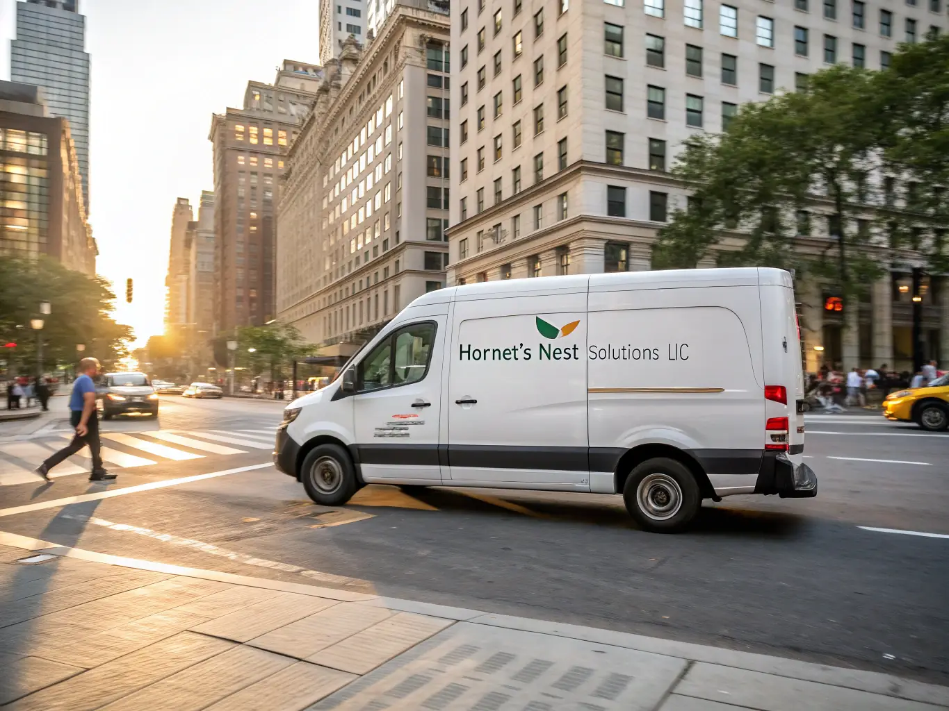 A delivery truck with the Wantuopu logo on its side, driving through a busy Hong Kong street, symbolizing efficient delivery services.